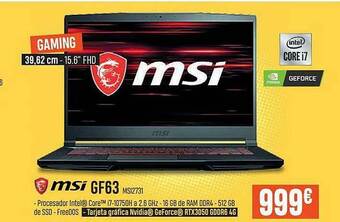 PCBox Msi Gf63 oferta