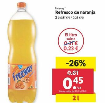 Lidl Refresco de naranja freeway oferta