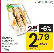 Eroski Ñaming - sandwich delicious atun huevo oferta