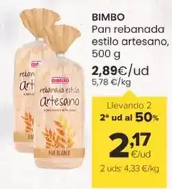 Autoservicios Familia Bimbo - pan rebanada estilo artesano oferta