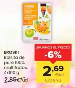 Autoservicios Familia Eroski - bolsita de puré 100% multifrutas oferta