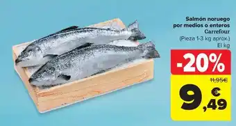 Carrefour Carrefour - salmon noruego por medios o enteros oferta