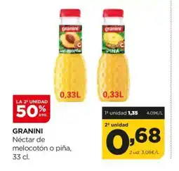 Alimerka GRANINI Néctar de melocotón o piña, oferta