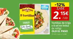 Maskom Supermercados Tortillas de trigo x 8 ud en bolsa de 400gr OLD EL PASO oferta