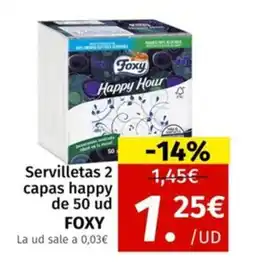 Maskom Supermercados Servilletas 2 capas happy de 50 ud FOXY oferta