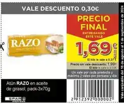 SPAR Razo - atún en aceite de girasol oferta