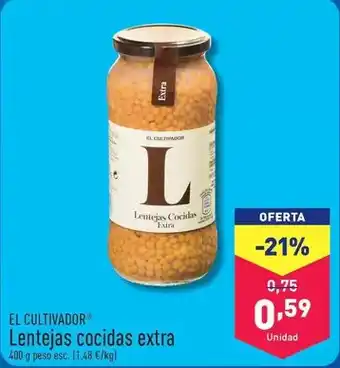 ALDI El cultivador - lentejas cocidas extra oferta