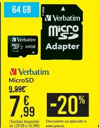 Carrefour Verbatim microsd oferta
