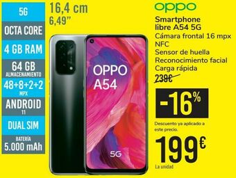Carrefour Oppo smartphone libre a54 5g oferta