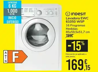 Carrefour Indesit lavadora ewc 61050 wsp oferta
