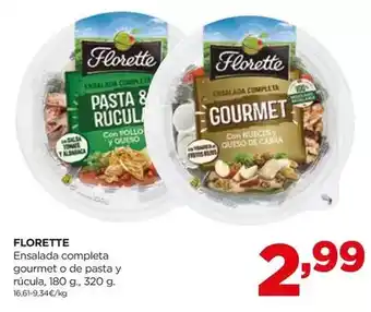 Alimerka Florette - ensalada completa gourmet o de pasta y rucula oferta