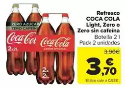 Carrefour Market Coca-cola - refresco light, zero o zero sin cafeina oferta