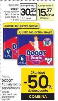 Eroski Dodot - pants activity extra jumbo pack talla 4 oferta