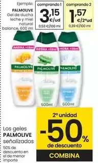 Eroski Palmolive - gel de ducha leche y miel natural balance oferta