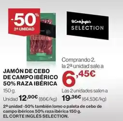 El Corte Inglés Jamón de cebo de campo ibérico 50% raza ibérica oferta