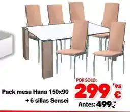 Konfortard Pack mesa hana 150x90 + 6 sillas sensei oferta