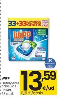 Eroski Wipp - detergente capsulas power oferta