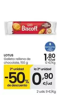 Eroski Lotus - galleta rellena de chocolate oferta