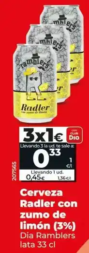Dia Dia ramblers - cerveza radler con zumo de limon (3%) oferta