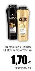 FROIZ Schwarzkopf - champú gliss ultimate oil elixir o repair oferta