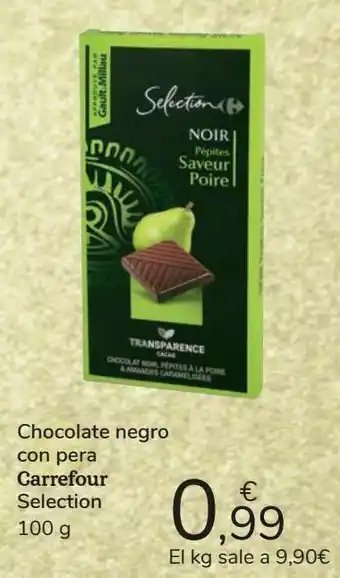 Carrefour Chocolate negro con pera carrefour selection oferta
