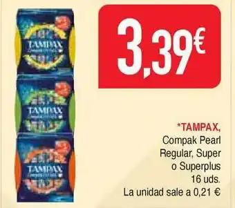 Masymas Tampax Compak Pearl Regular, Super o Superplus 16 uds. oferta