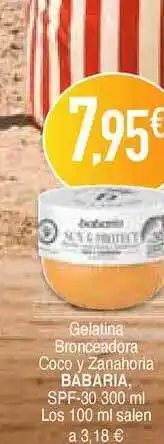 Masymas Babaria Gelatina Bronceadora Coco y Zanahoria Spf-30 300ml oferta