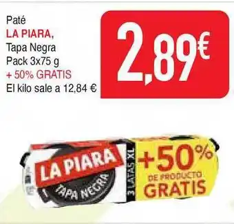 Masymas La Piara Tapa Negra Paté , Pack 3x75g + 50% GRATIS oferta