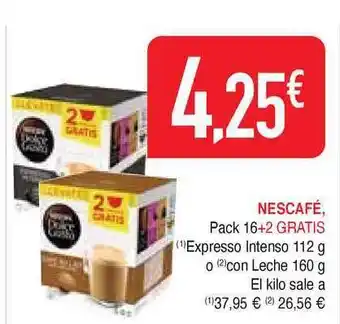 Masymas Nescafé Pack 16+2 Gratis Expresso Intenso 112g O Con Leche 160g oferta