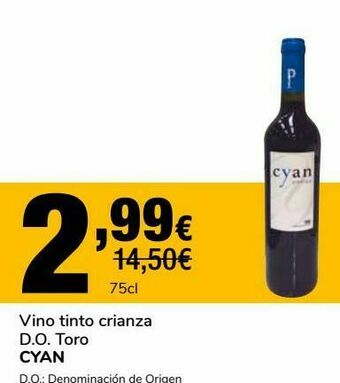 Supeco Vino tinto crianza d.o. toro cyan oferta