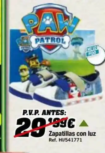 Paw Patrol Zapatillas Con Luz