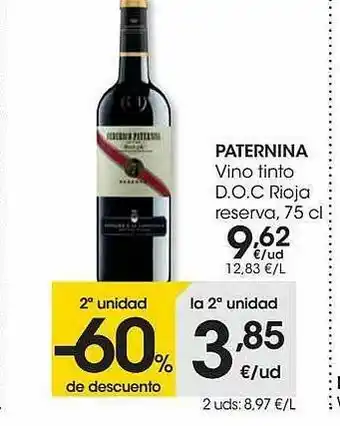 Eroski PATERNINA Vino Tinto D.O.C. Rioja Reserva 75 cl oferta
