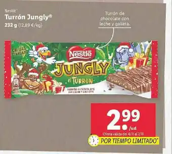 Lidl Nestlé Turrón Jungly 232 g oferta