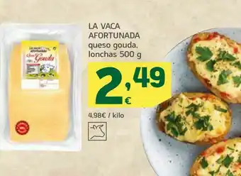 HiperDino Queso gouda lonchas 500 g la vaca afortunada oferta
