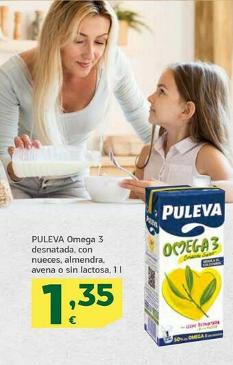 HiperDino Puleva omega 3 desnatada, con nueces, almendra, avena o sin lactosa 1l oferta