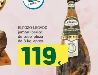 HiperDino Jamón ibérico de cebo, pieza de 8 kg aprox. el pozo legado oferta