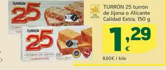 HiperDino Turrón 25 turrón de jijona o alicante calidad extra, 150 g oferta