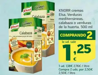 HiperDino knorr cremas elsa, verduras mediterráneas, calabaza o verduras de la huerta, 500 ml oferta