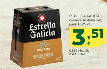 HiperDino Cerveza tostada sin, pack 6 x 25 cl estrella galicia oferta