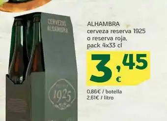 HiperDino Cerveza reserva 1925, o reserva roja, pack 4 x 33 cl l alhambra oferta