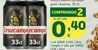 HiperDino Cerveza gran reserva, 33 cl cruzcampo oferta