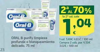 HiperDino Oral b purify limpieza profunda o blanqueamiento delicado, 75 ml oferta