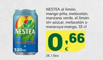 HiperDino Nestea al limón, mango-piña, melocotón, manzana verde, al limón sin azúcar, melocotón o maracuya-mango 33 cl oferta