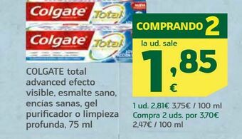 HiperDino Colgate total advanced efecto visible, esmalte sano, encías sanas, gel purificador o limpieza profunda, 75 ml oferta