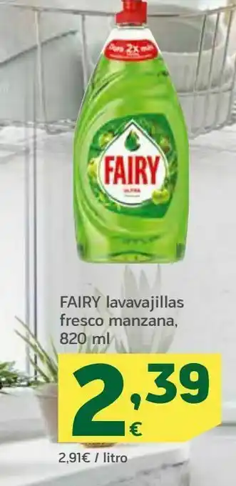 HiperDino Lavavajillas fresco manzana, 820 ml fairy oferta