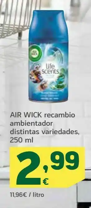 HiperDino Recambio de ambientador distintas variedades 250 ml air wick oferta
