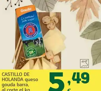 HiperDino Queso gouda barra, al corte el kg, castillo de holanda oferta