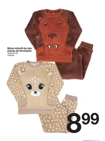 Zeeman Mono Infantil De Dos Piezas De Terciopelo Tallas 92-128 oferta