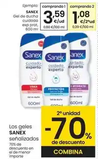 Eroski Sanex - gel de ducha cuidado exp prot oferta