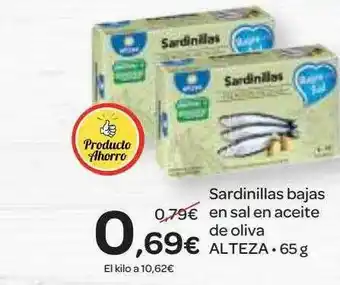 Dialprix Sardinillas Bajas En Sal En Aceite De Oliva Alteza 65g oferta